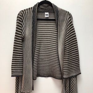 M Missoni open front drape cardigan blk/wht stripe